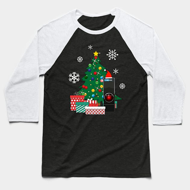 HAL 9000 Around The Christmas Tree 2001 A Space Odyssey Baseball T-Shirt by Nova5